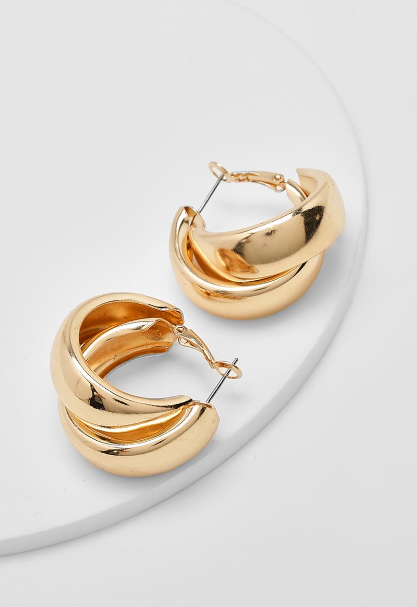 boohoo - Chunky tubular hoop earrings - gold