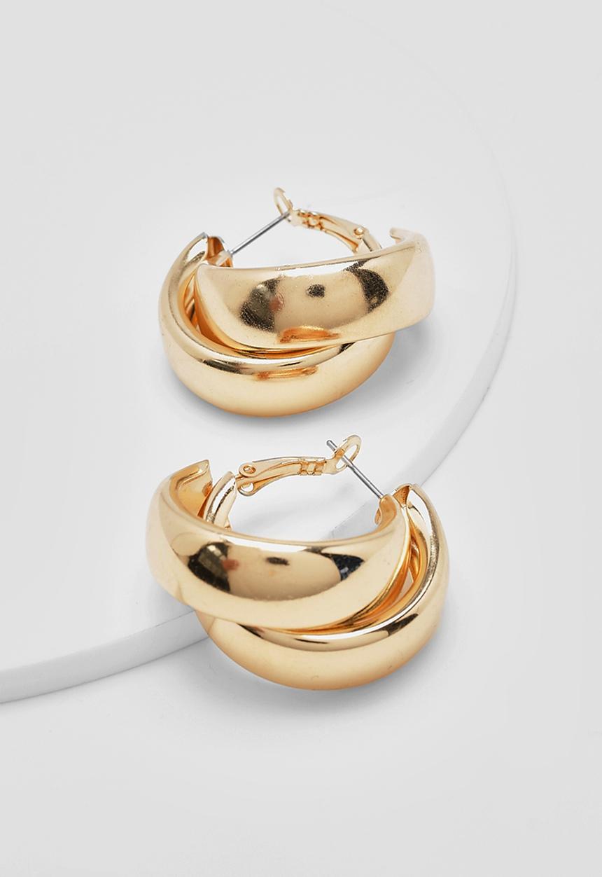 boohoo - Chunky tubular hoop earrings - gold
