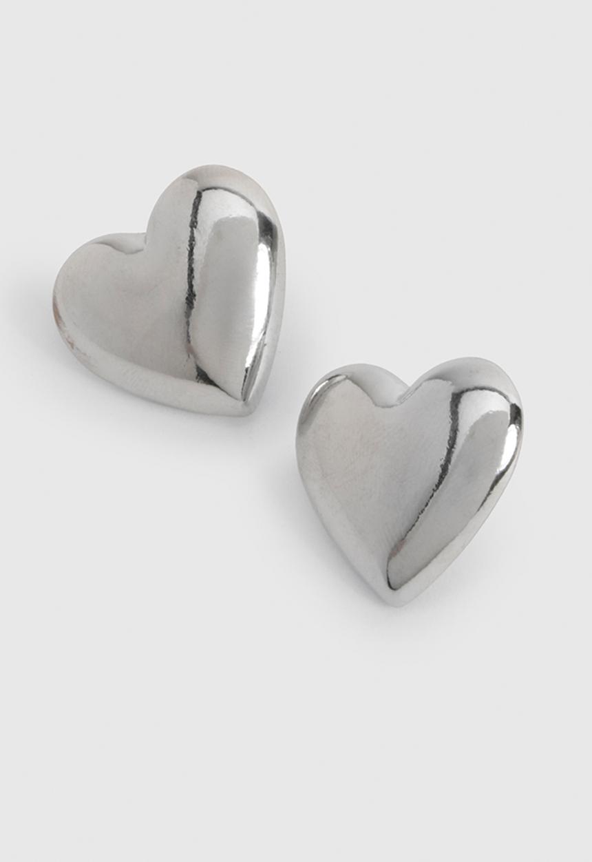 boohoo - Heart stud earrings - silver