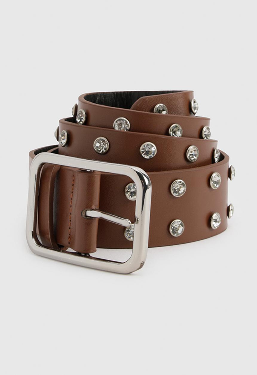 boohoo - Chunky embellished boyfriend belt - tan