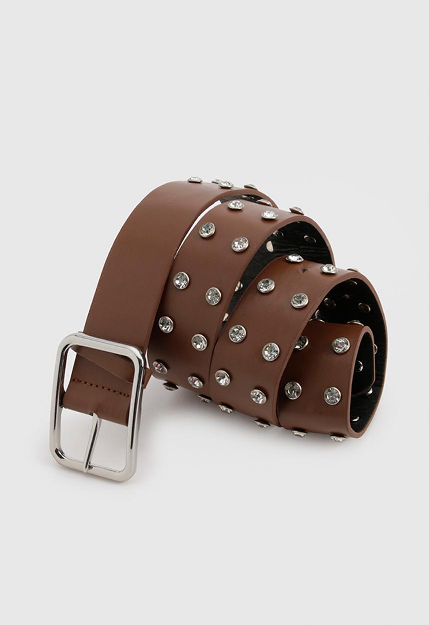 boohoo - Chunky embellished boyfriend belt - tan