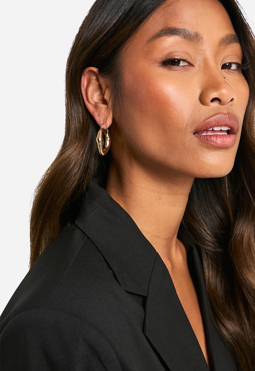 boohoo - Chunky abstract hoop earrings - gold1