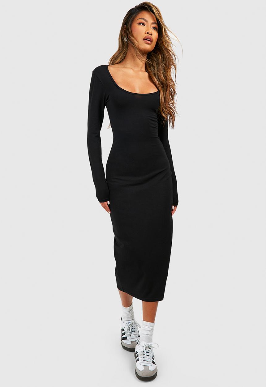 boohoo - Premium Super Soft Scoop Neck Midaxi Dress - black