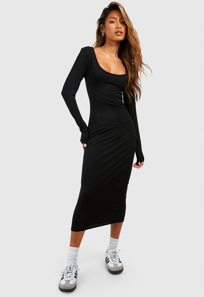 boohoo - Premium Super Soft Scoop Neck Midaxi Dress - black