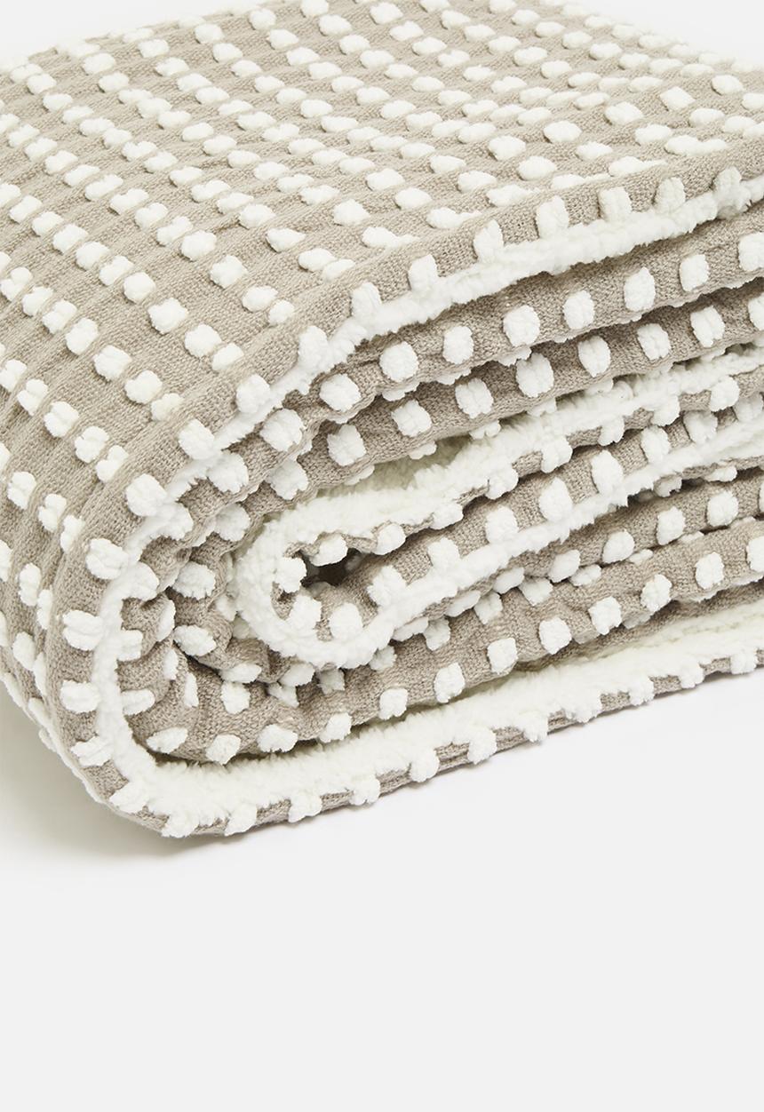 Sixth Floor - Dotty Sherpa Throw - Taupe