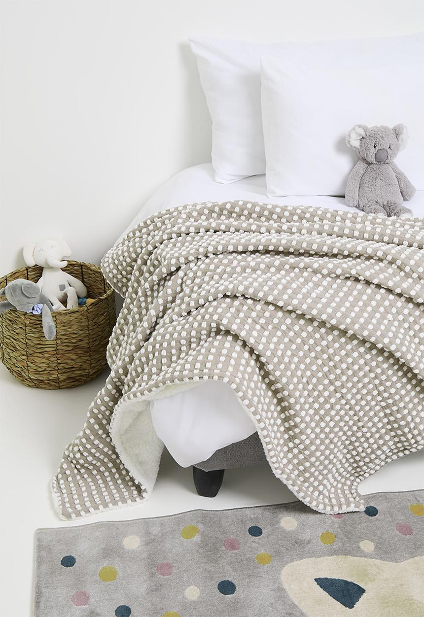 Sixth Floor - Dotty Sherpa Throw - Taupe