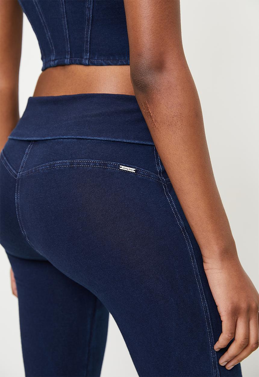 SISSY BOY - Audrey:mid waist flare with fold over waistband - indigo