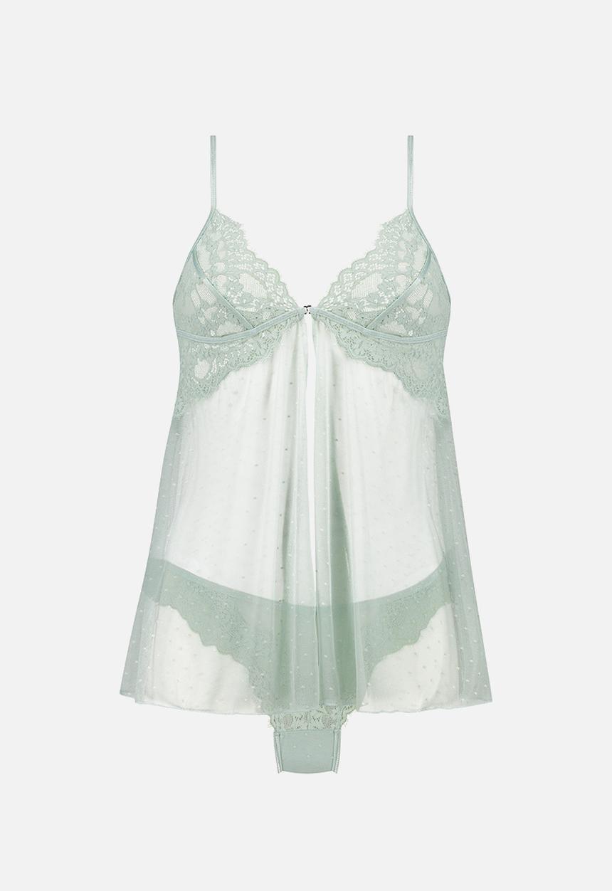 Hunkemoller - BD Dot Mesh Lace Daisy - surf spray
