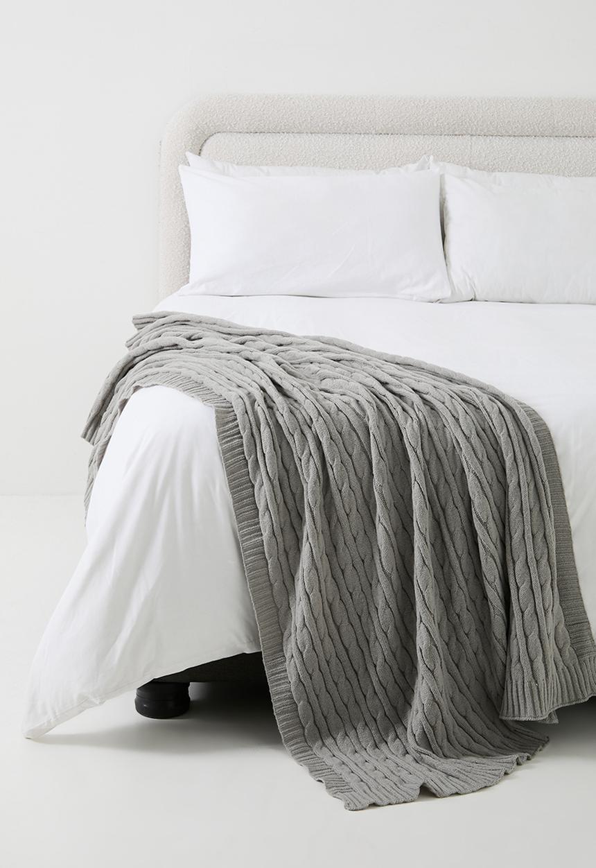 Sixth Floor - Knitted Throw - Grey