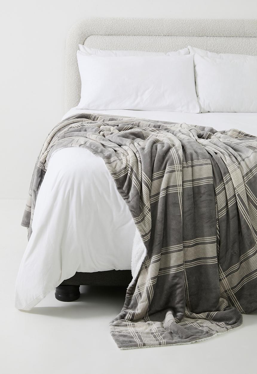 Sixth Floor - Check Sherpa Bed Throw
