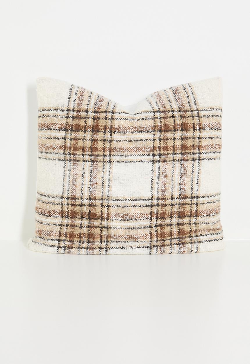 H&S - Plaid woven cushion - natural & rust