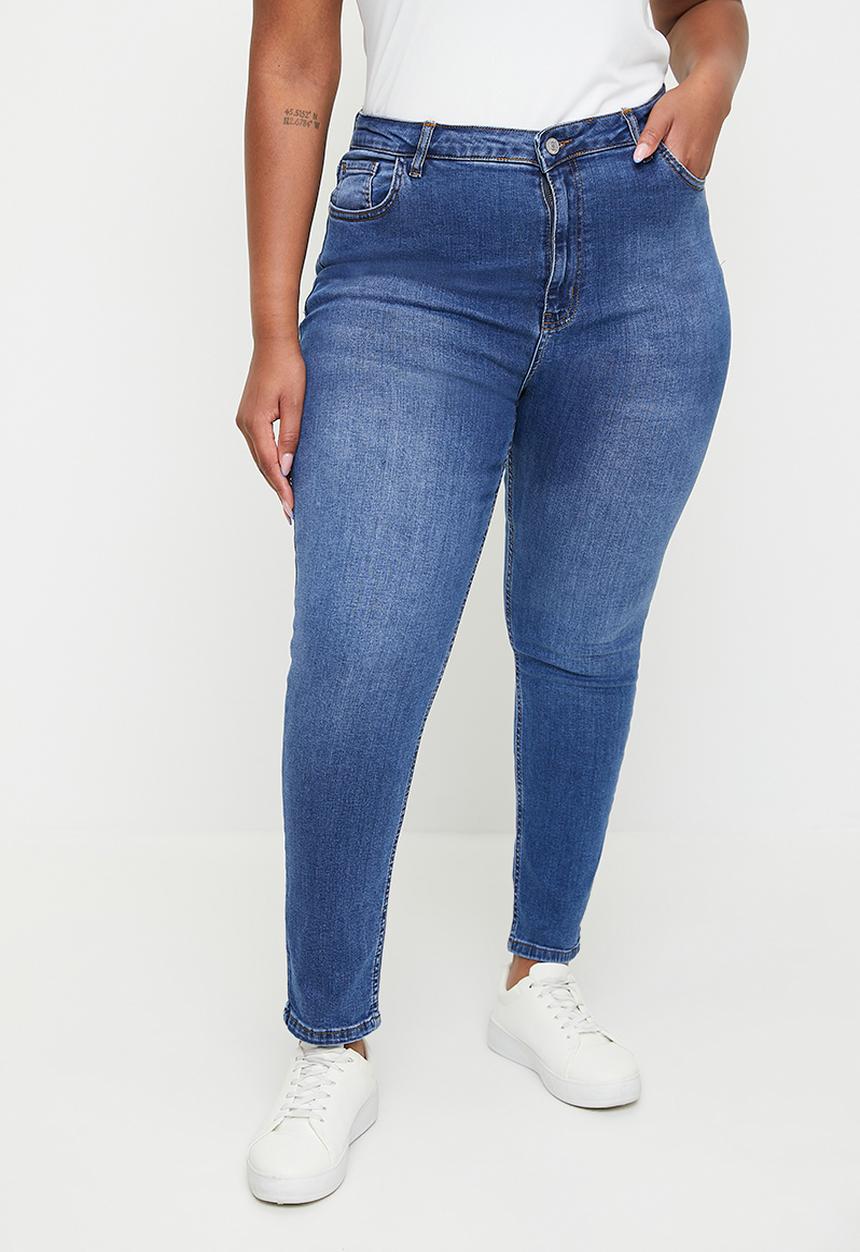 Trendyol - Plus high waist stretchy skinny jeans - blue