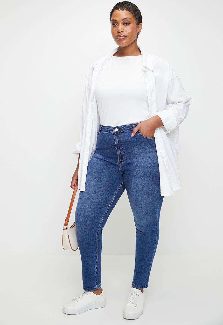 Trendyol - Plus high waist stretchy skinny jeans - blue