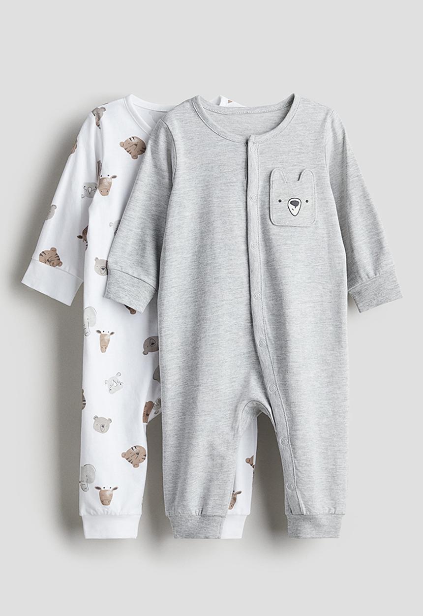 H&M - 2-Pack patterned cotton pyjamas - white animals