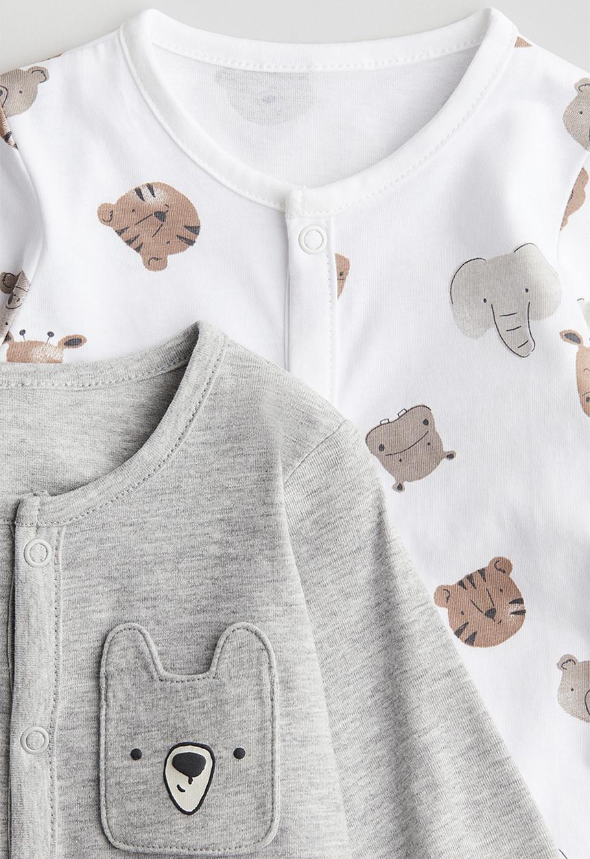 H&M - 2-Pack patterned cotton pyjamas - white animals
