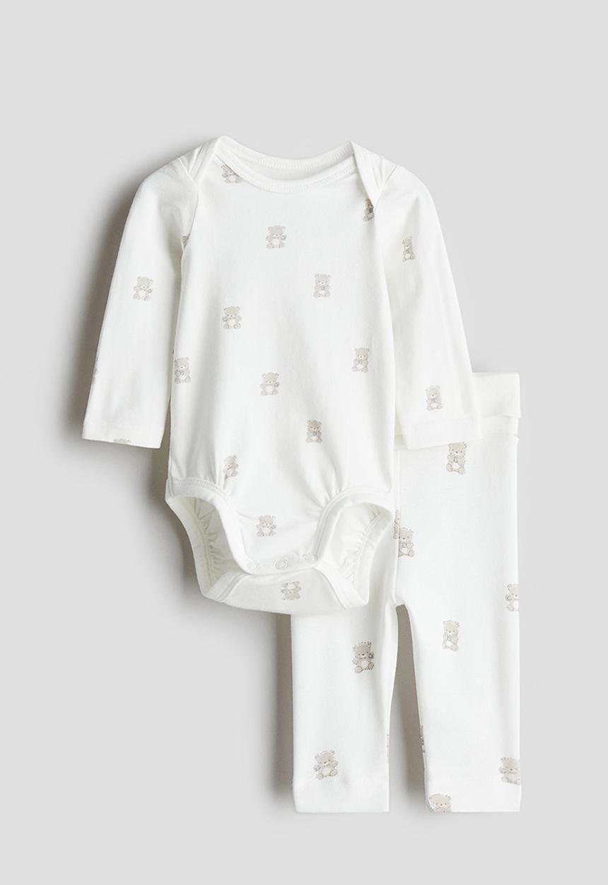 H&M - 2-Piece cotton jersey set - white teddy bears