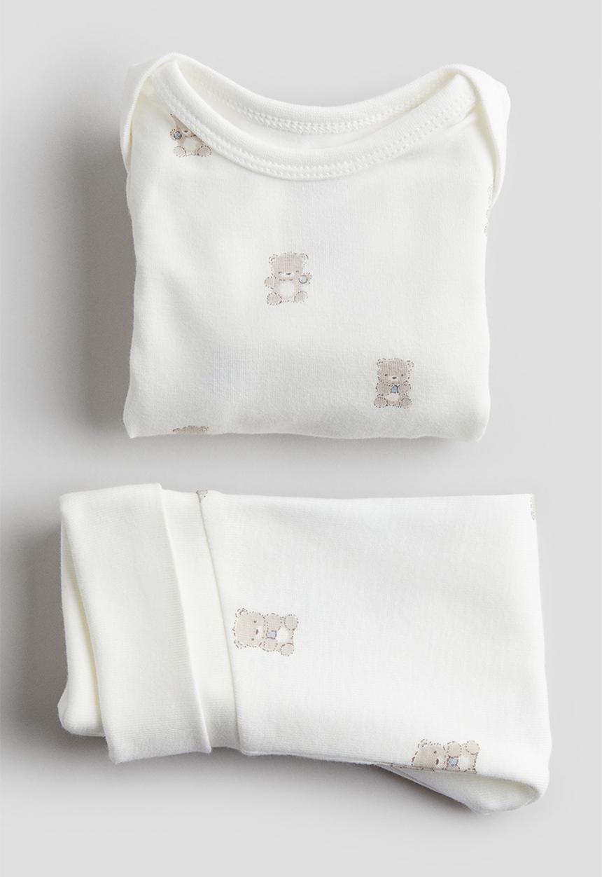 H&M - 2-Piece cotton jersey set - white teddy bears