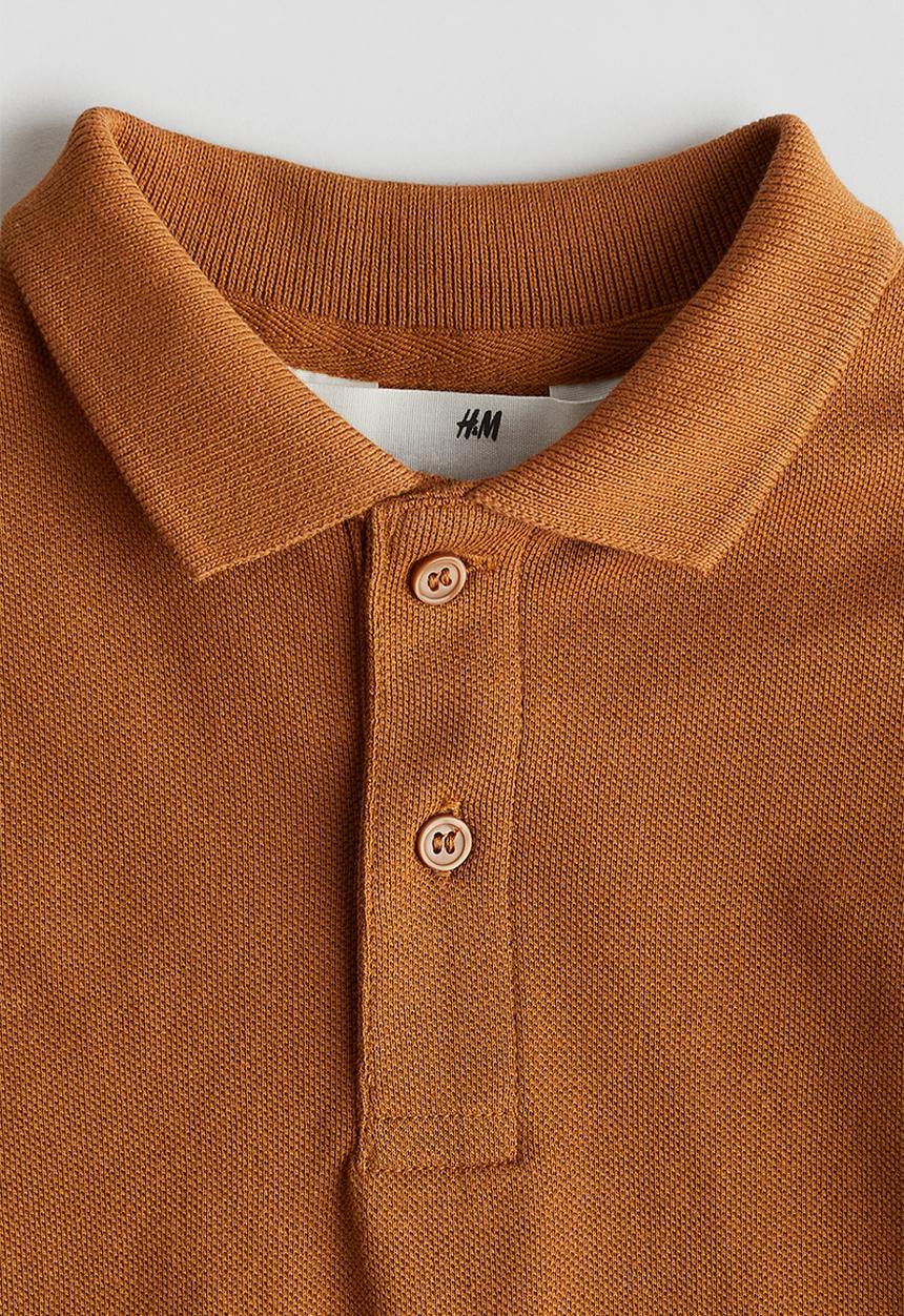 H&M - Cotton piqué polo shirt - brown