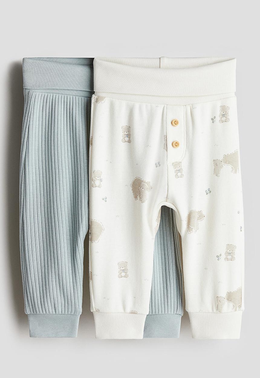 H&M - 2-Pack cotton jersey trousers - turquoise white