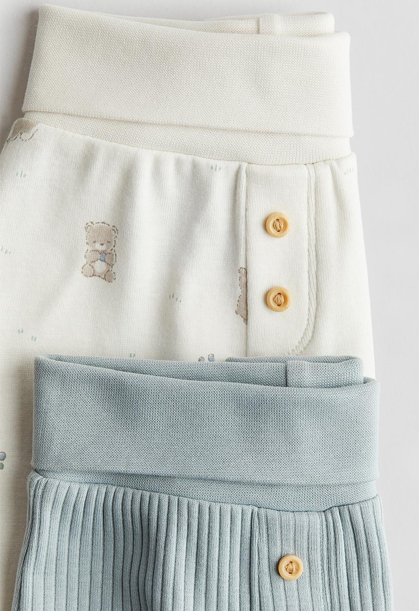 H&M - 2-Pack cotton jersey trousers - turquoise white