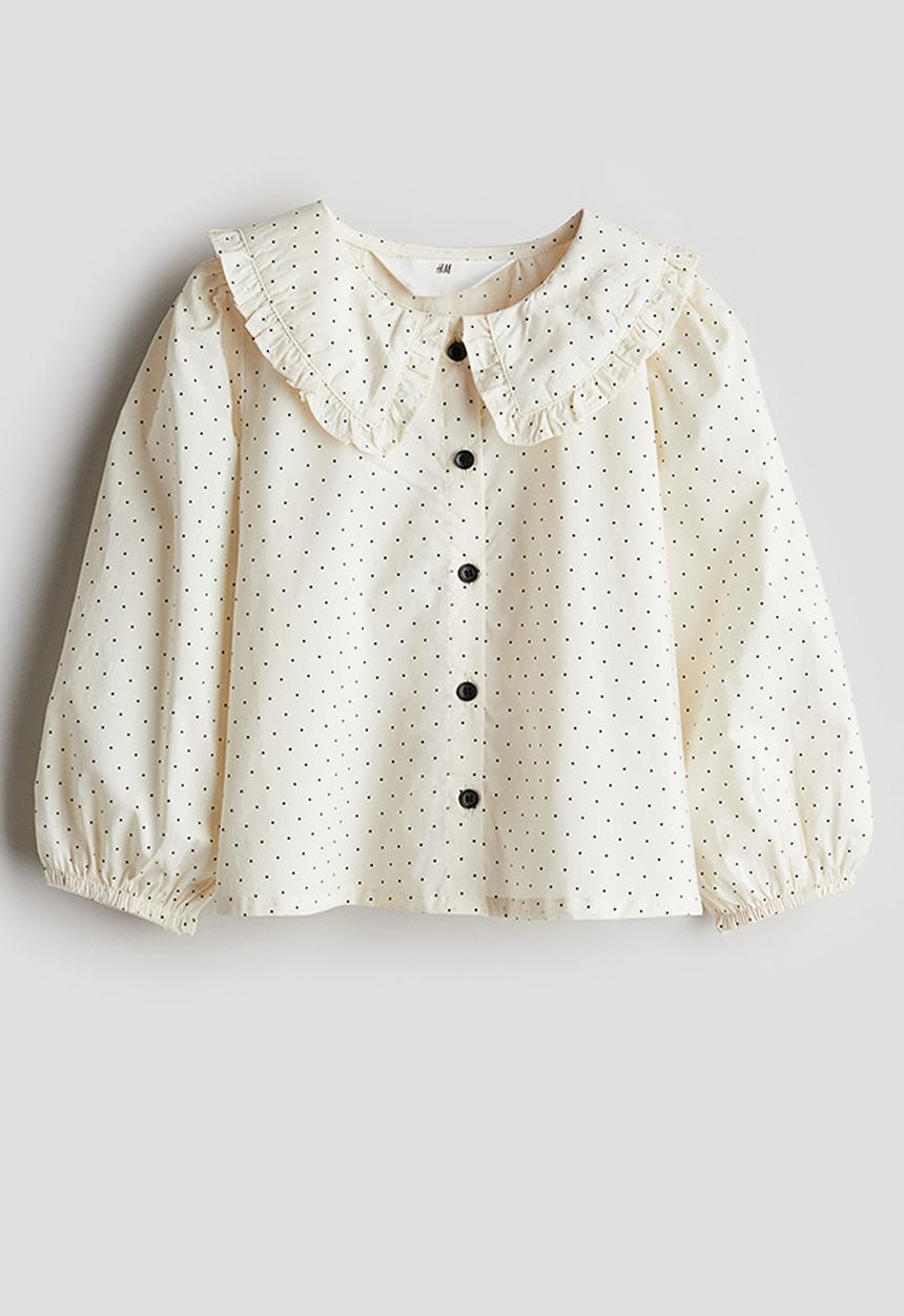 H&M - Collared cotton blouse - white