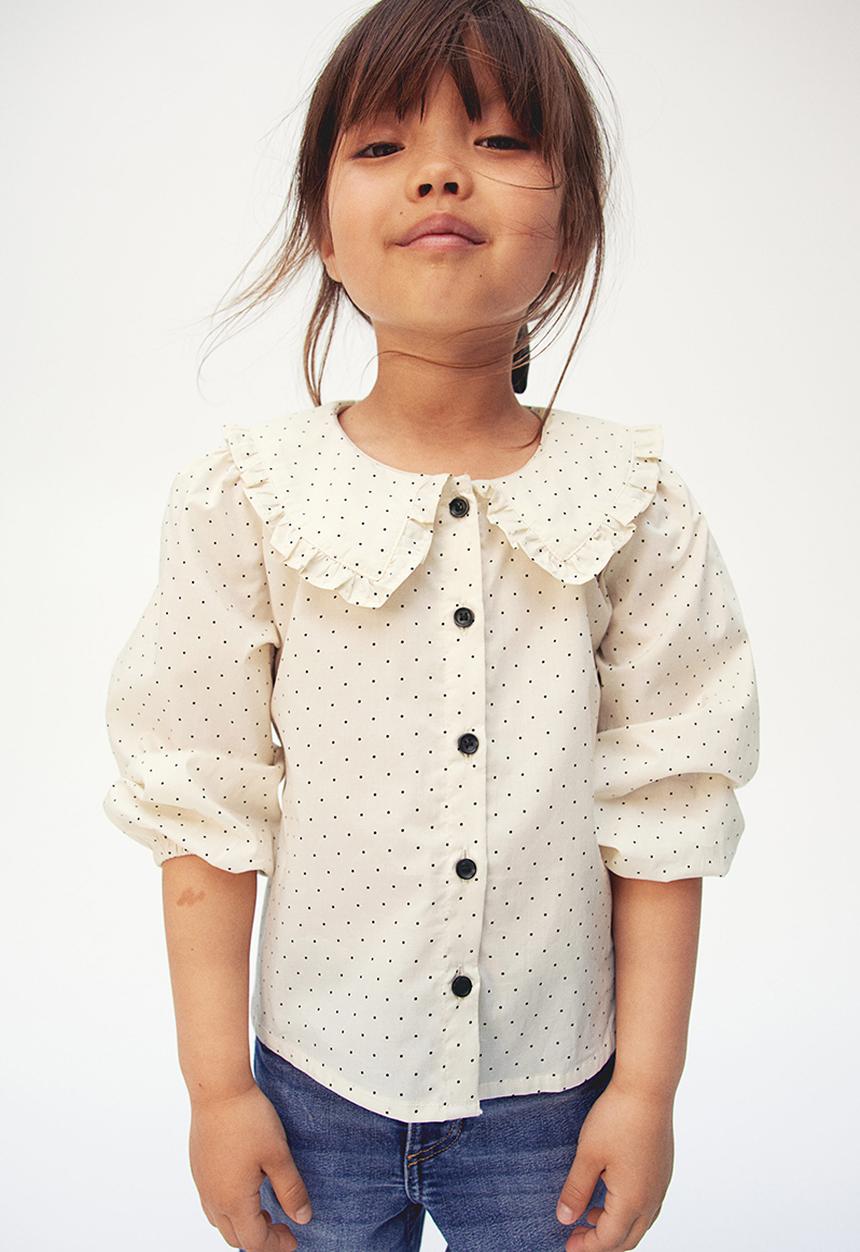 H&M - Collared cotton blouse - white