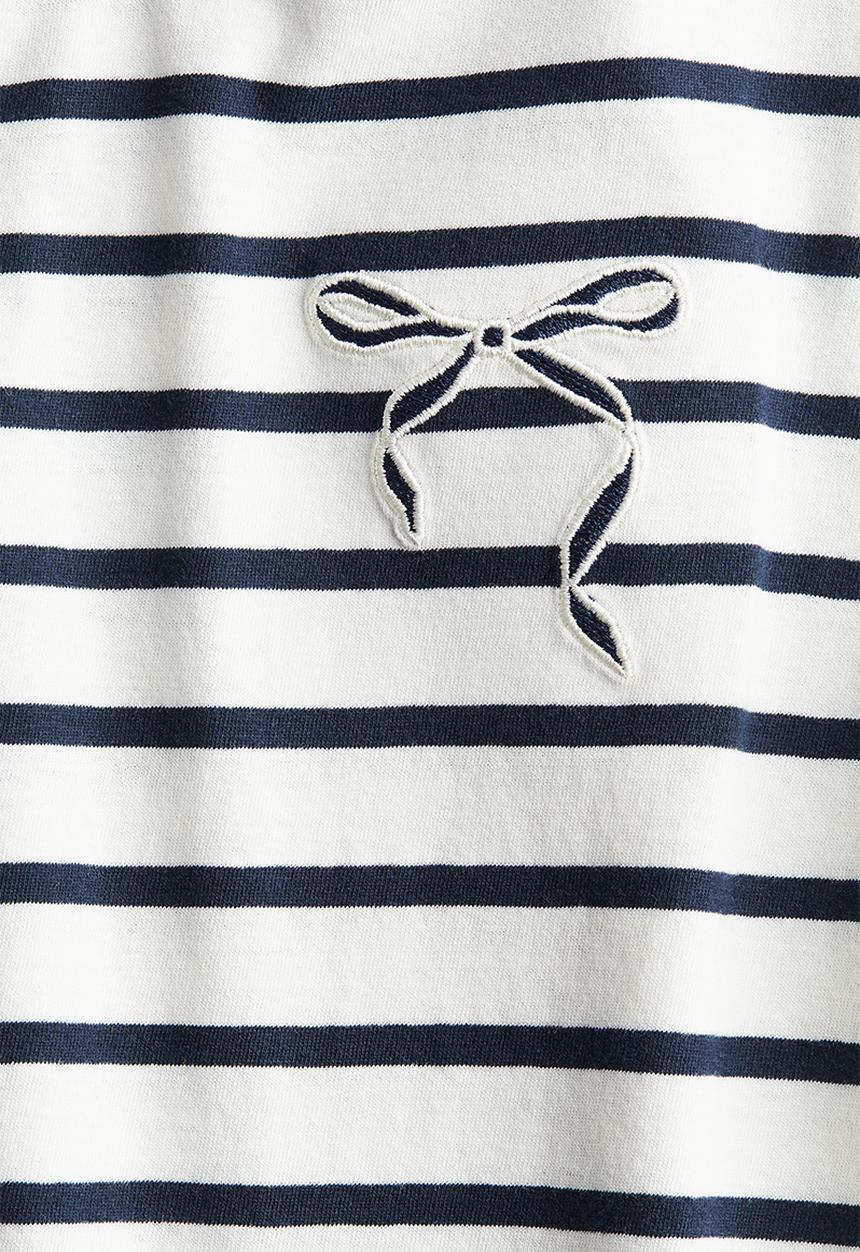 H&M - Embroidery-detail cotton top - blue & white 
