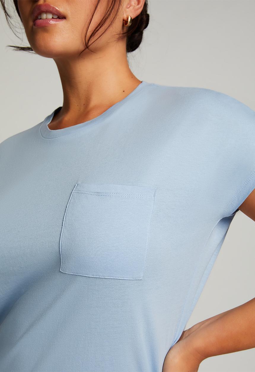 Hunkemoller - Nightie SS Pocket - powder blue