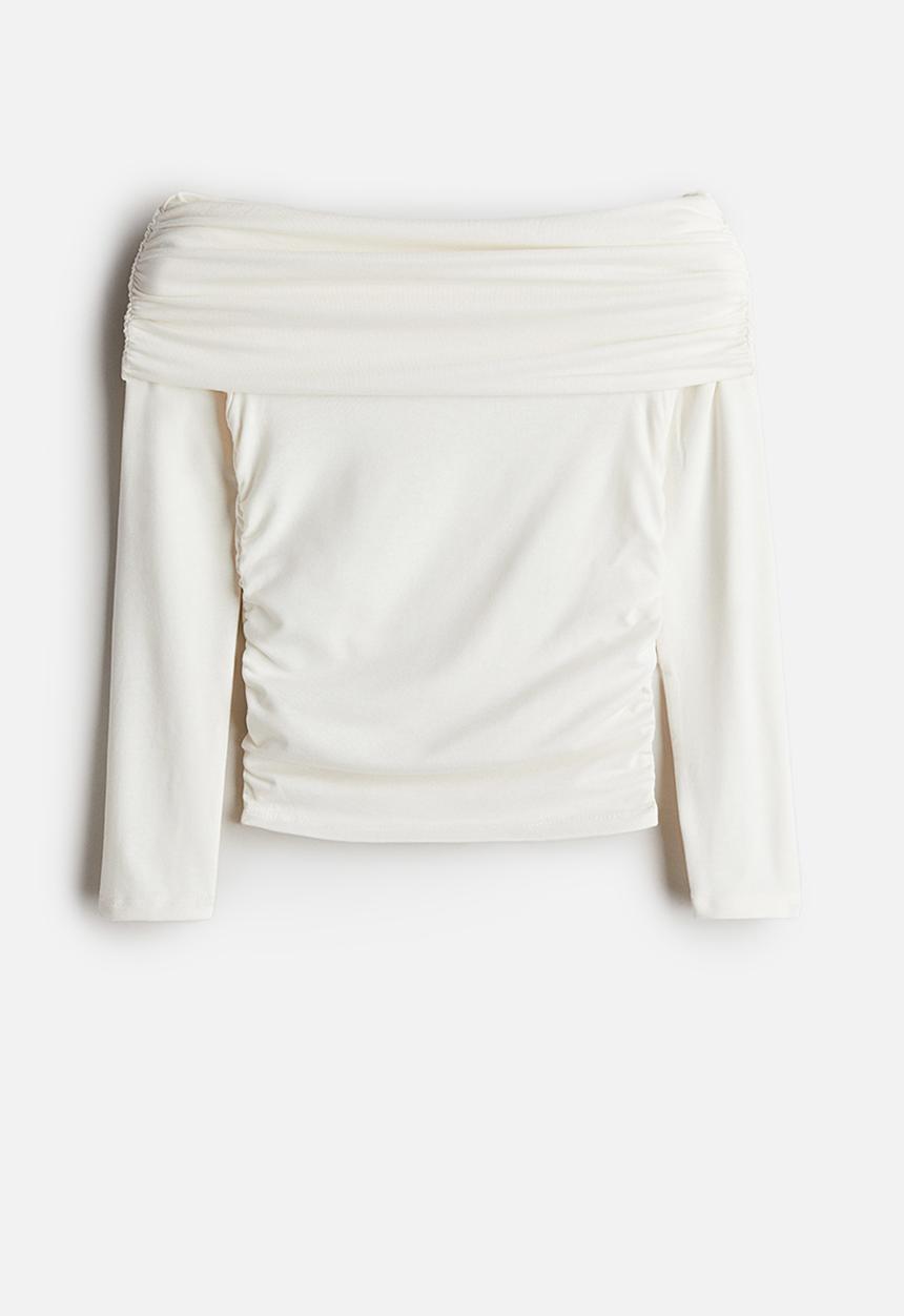 H&M - Off-the-shoulder jersey top - white