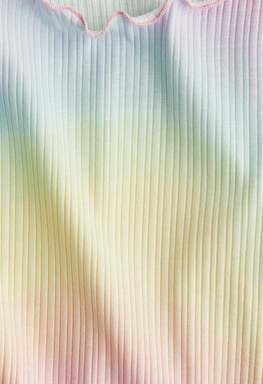 H&M - Overlock-detail cotton top - Light pink Rainbow gradient