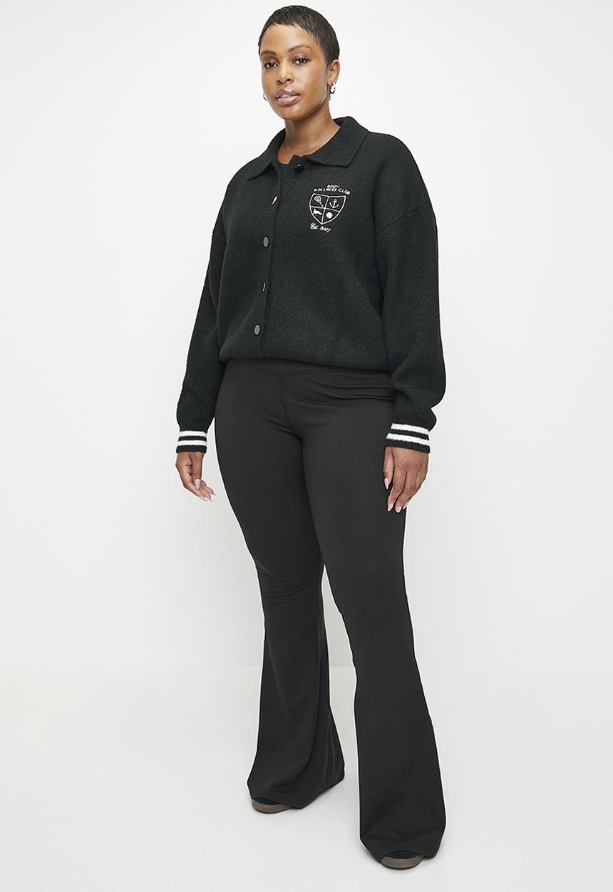 Cotton On - Plus Active Knitted Graphic Bomber - Black/Heritage Club