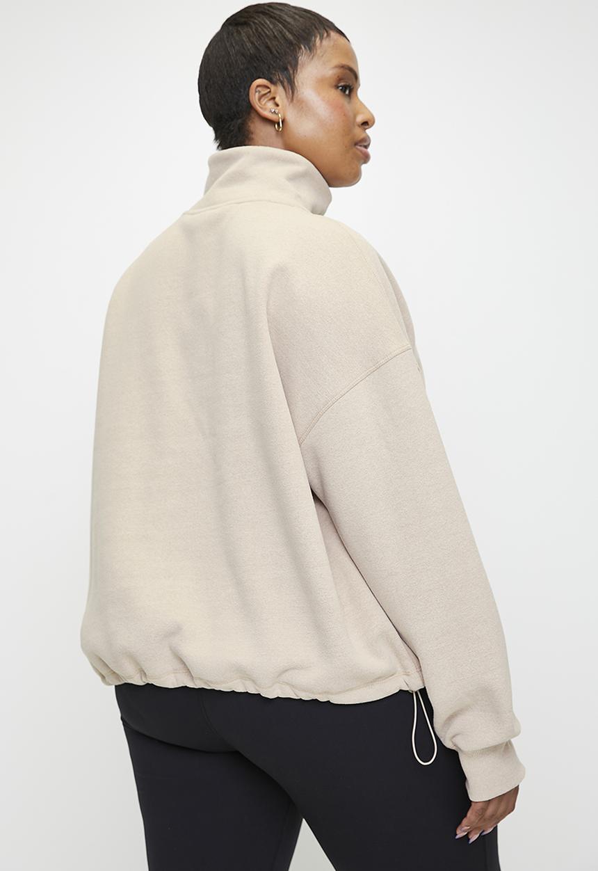 Cotton On - Plus Plush Essential Half Zip Jumper - Sesame Marle