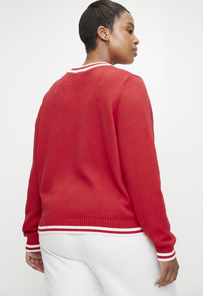Cotton On - Plus lcn miffy knitted graphic v neck - raspberry/lcn miffy