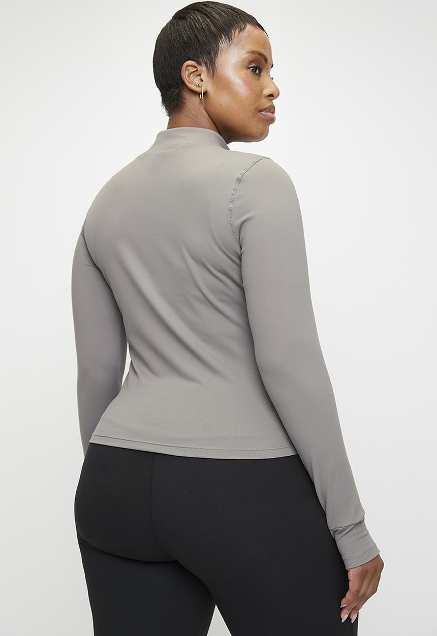 Cotton On - Plus active core zip through long sleeve - desert grey