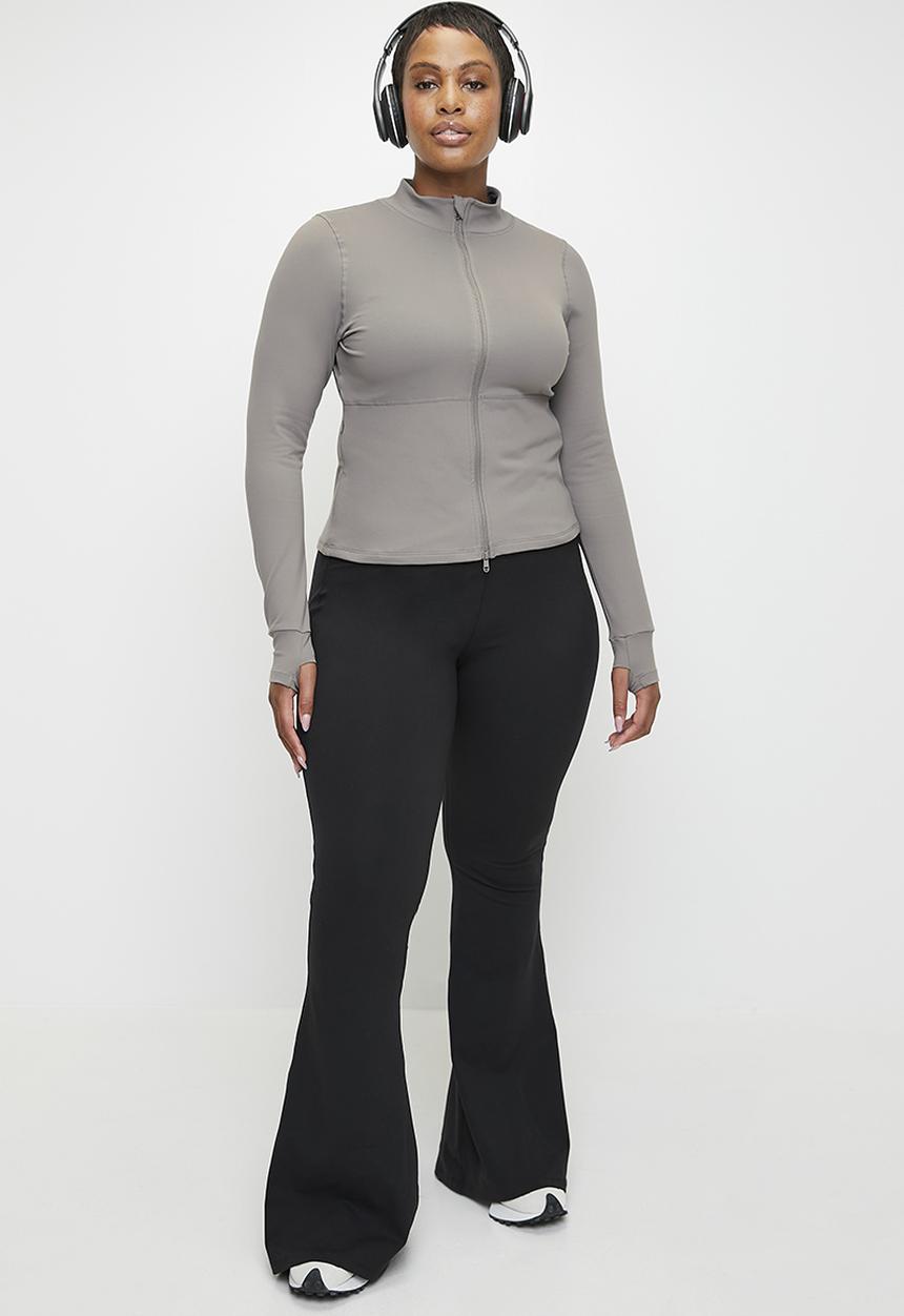 Cotton On - Plus active core zip through long sleeve - desert grey