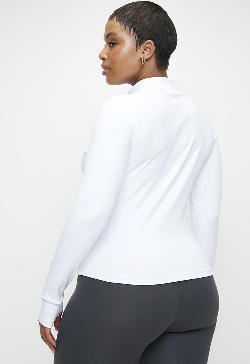Cotton On - Plus active core zip through long sleeve - white
