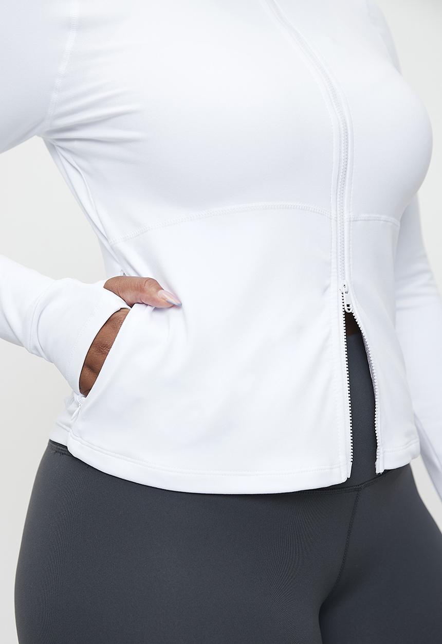 Cotton On - Plus active core zip through long sleeve - white