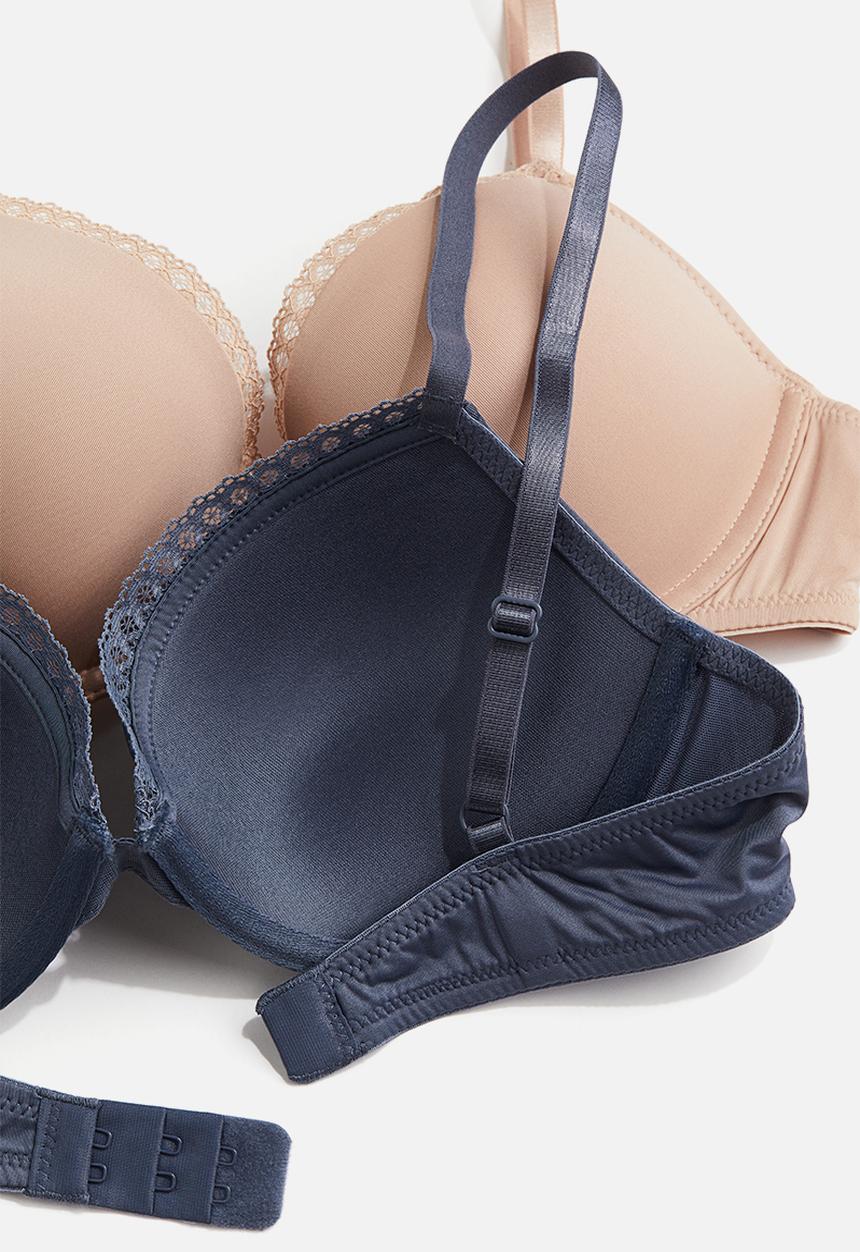 H&M - 2-Pack microfibre push-up bras - blue & beige