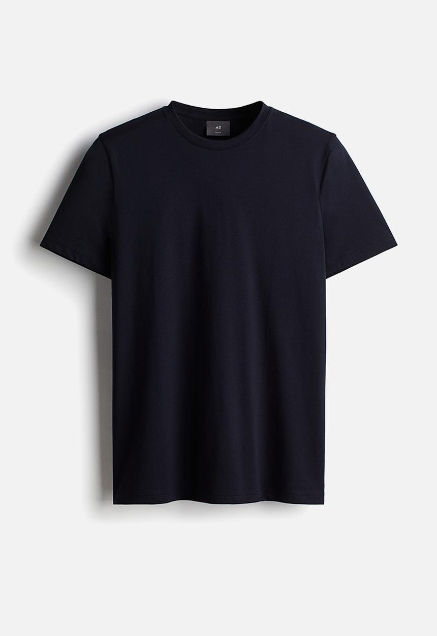 H&M - Slim fit pima cotton T-shirt - navy blue
