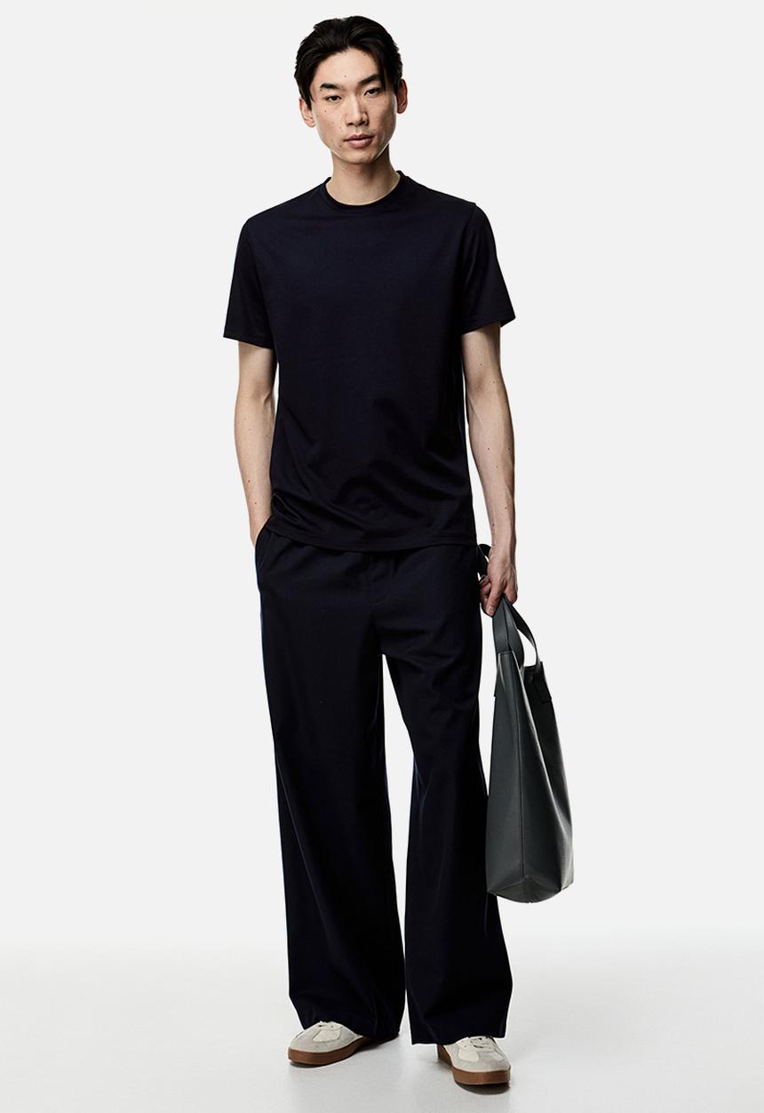H&M - Slim fit pima cotton T-shirt - navy blue
