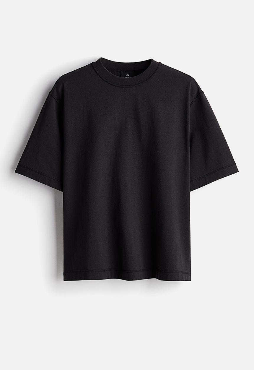 H&M - Boxy fit washed T-shirt - black