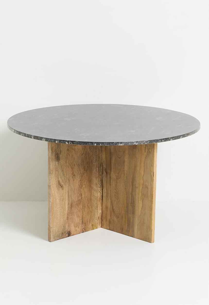 Sixth Floor - Dela marble & wood coffee table - black & natural