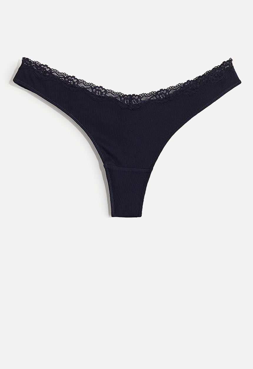H&M - 3-Pack cotton thong briefs - blue & white