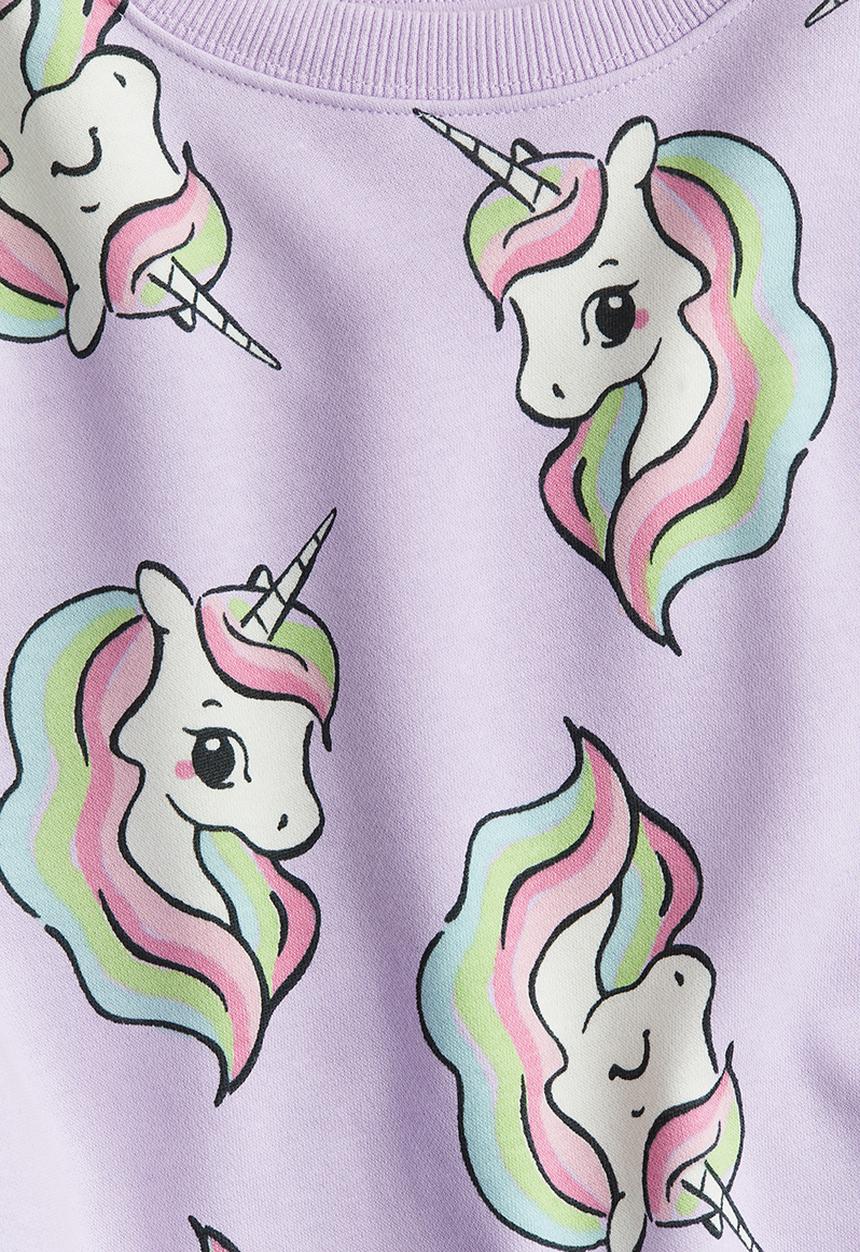 H&M - Sweatshirt - Light purple unicorn