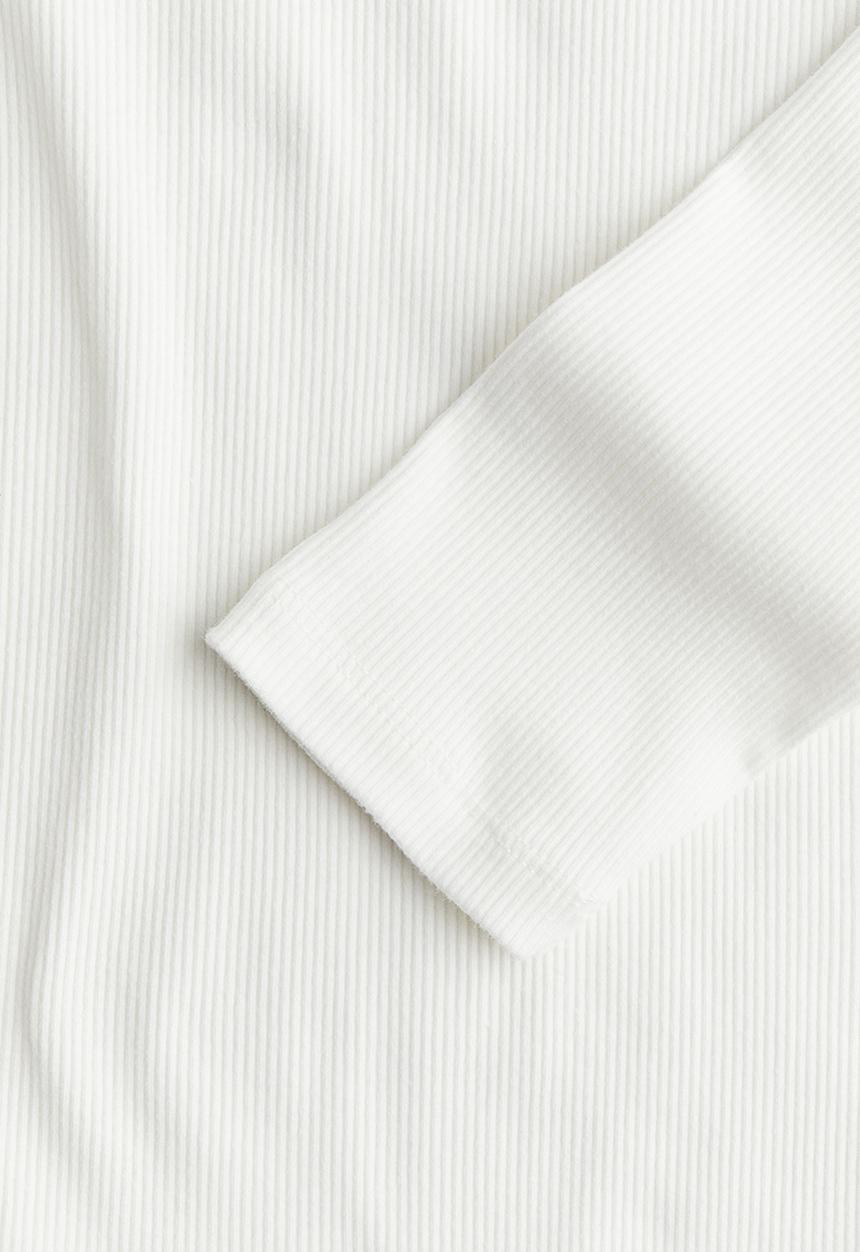 H&M - Ribbed boat-neck top - white
