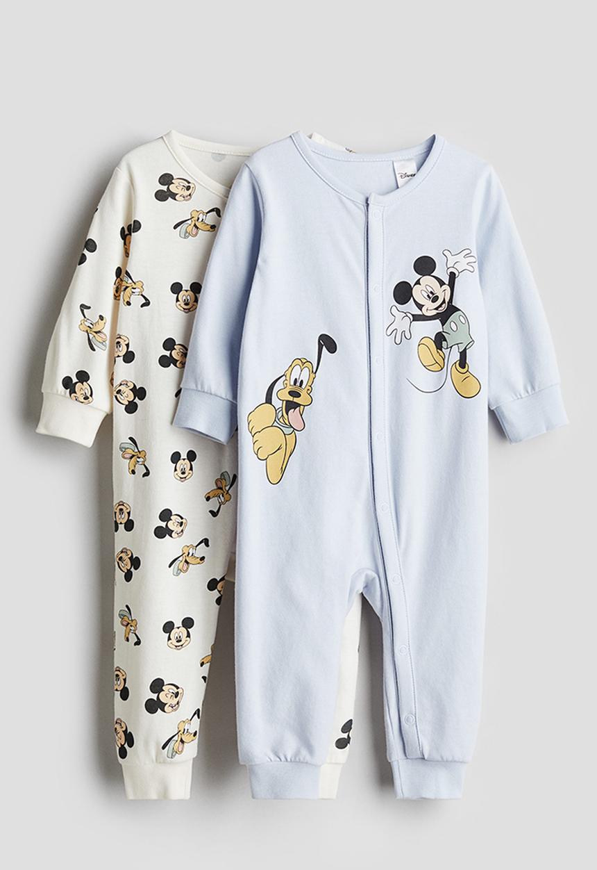 H&M - 2-Pack printed pyjamas - light blue mickey mouse