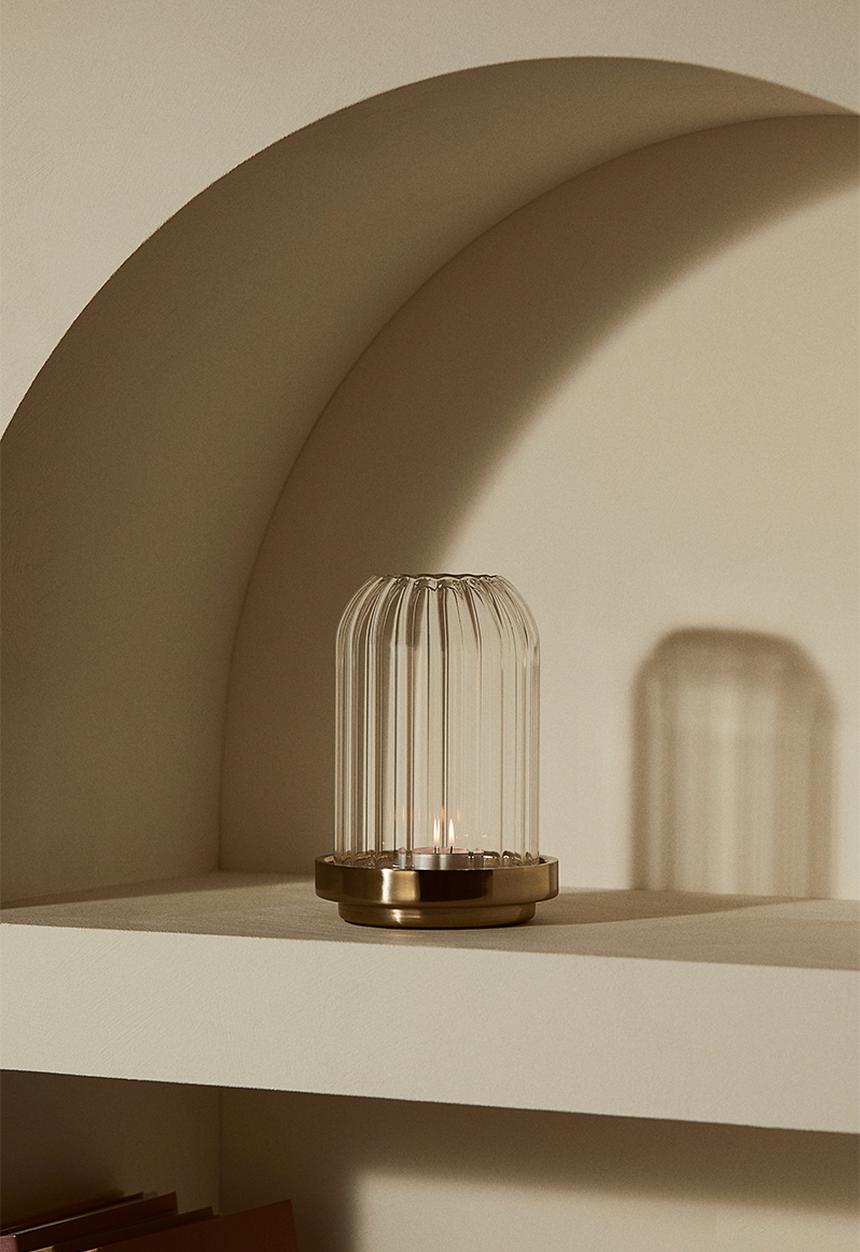 H&M - Candle lantern in clear fluted glass - gold