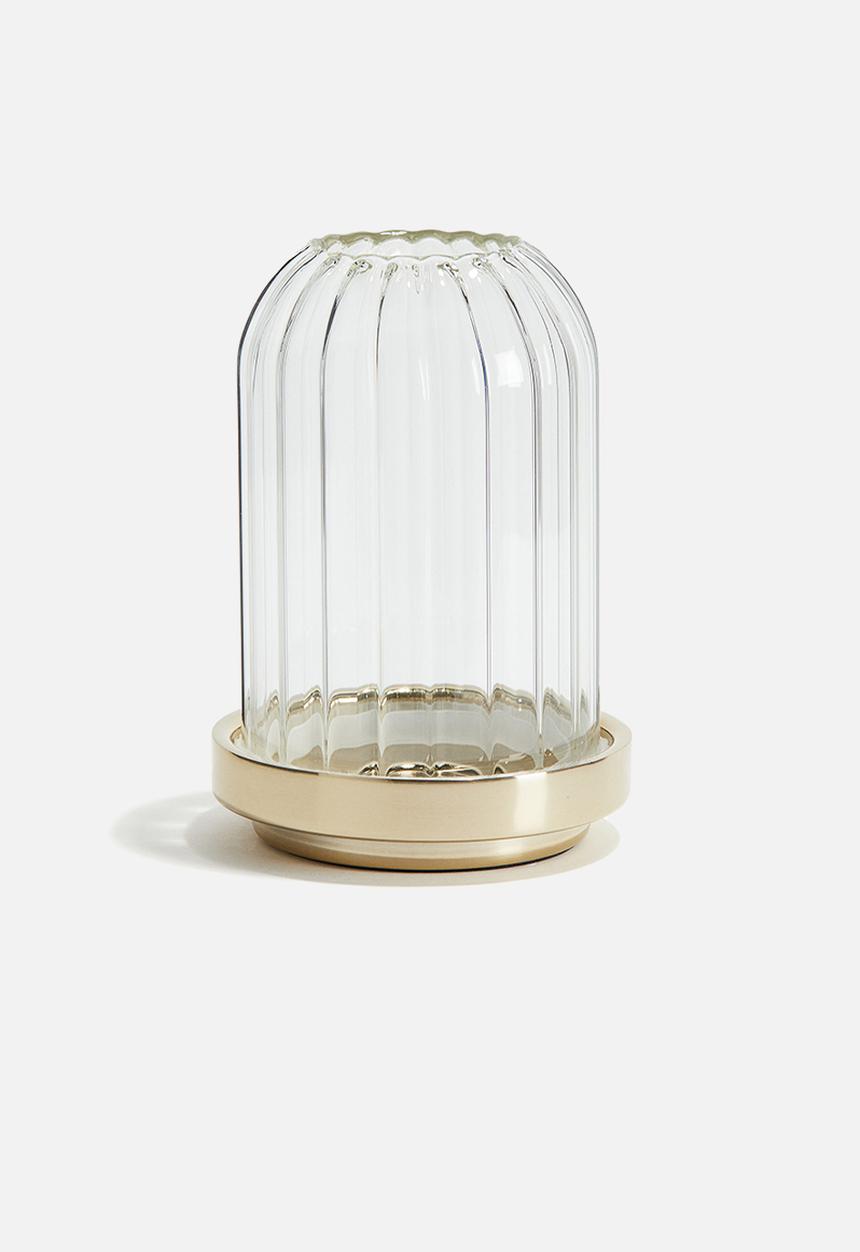 H&M - Candle lantern in clear fluted glass - gold