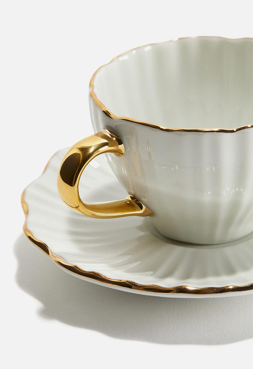H&M - Espresso cup and saucer - white 