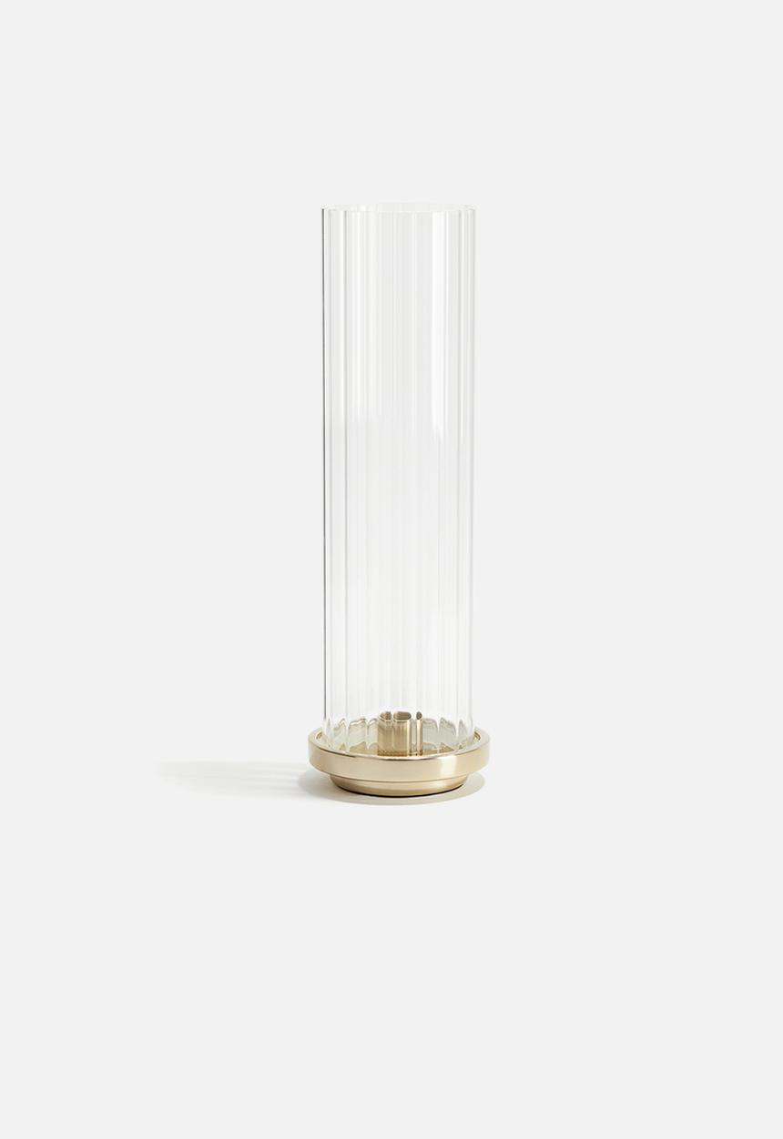 H&M - Candle lantern in clear fluted glass - gold-coloured 